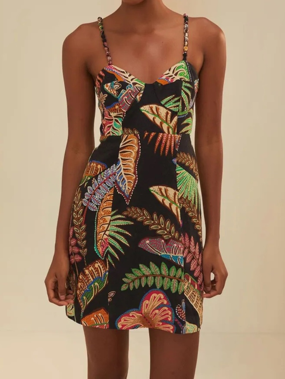 Farm Rio Cool Foliage Black Mini Dress - L